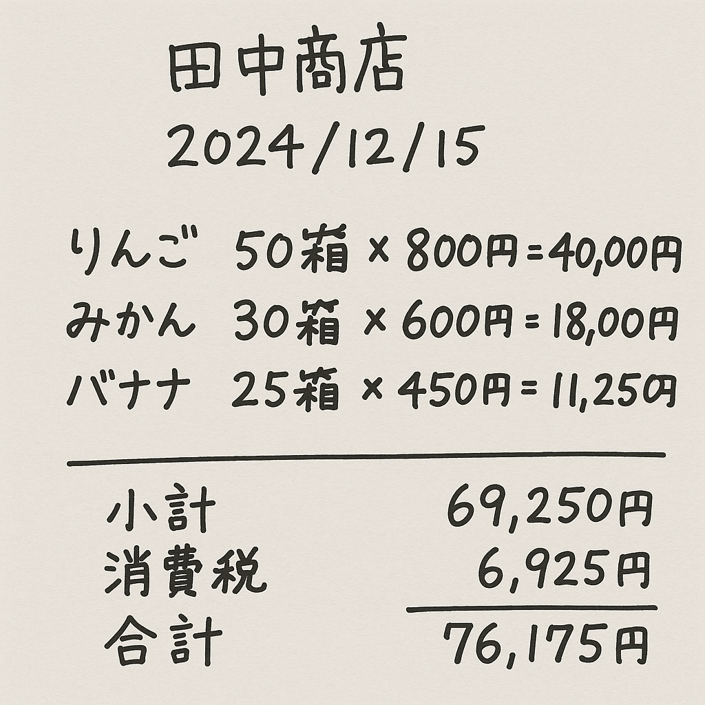 手書きの注文書
