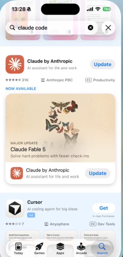 スマホへのClaudeアプリのインストール画面